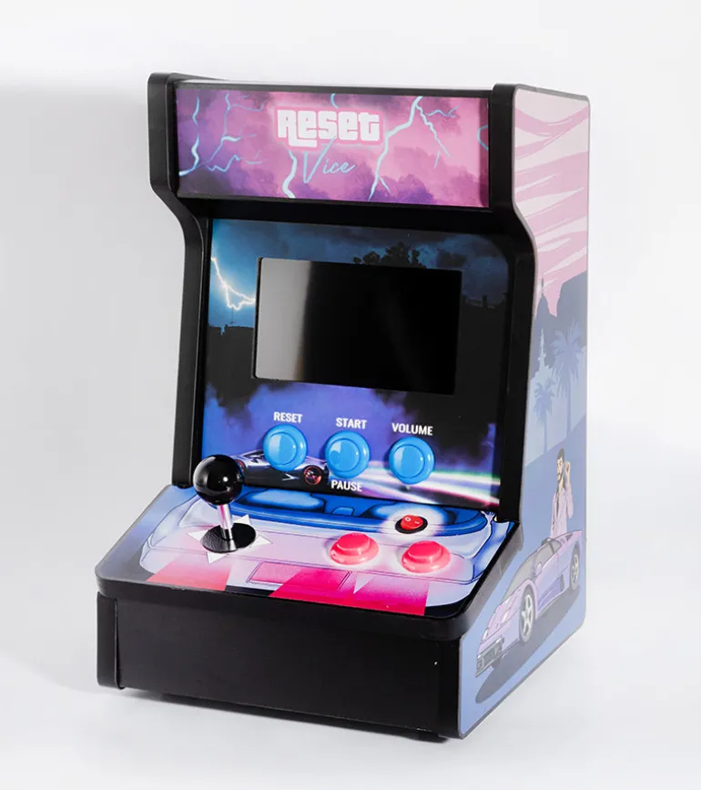 Borne d'arcade rétro en bois