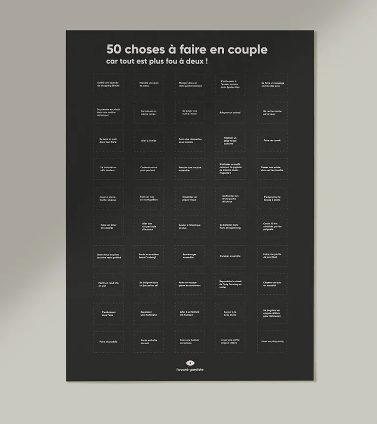 Poster 50 choses à faire en couple